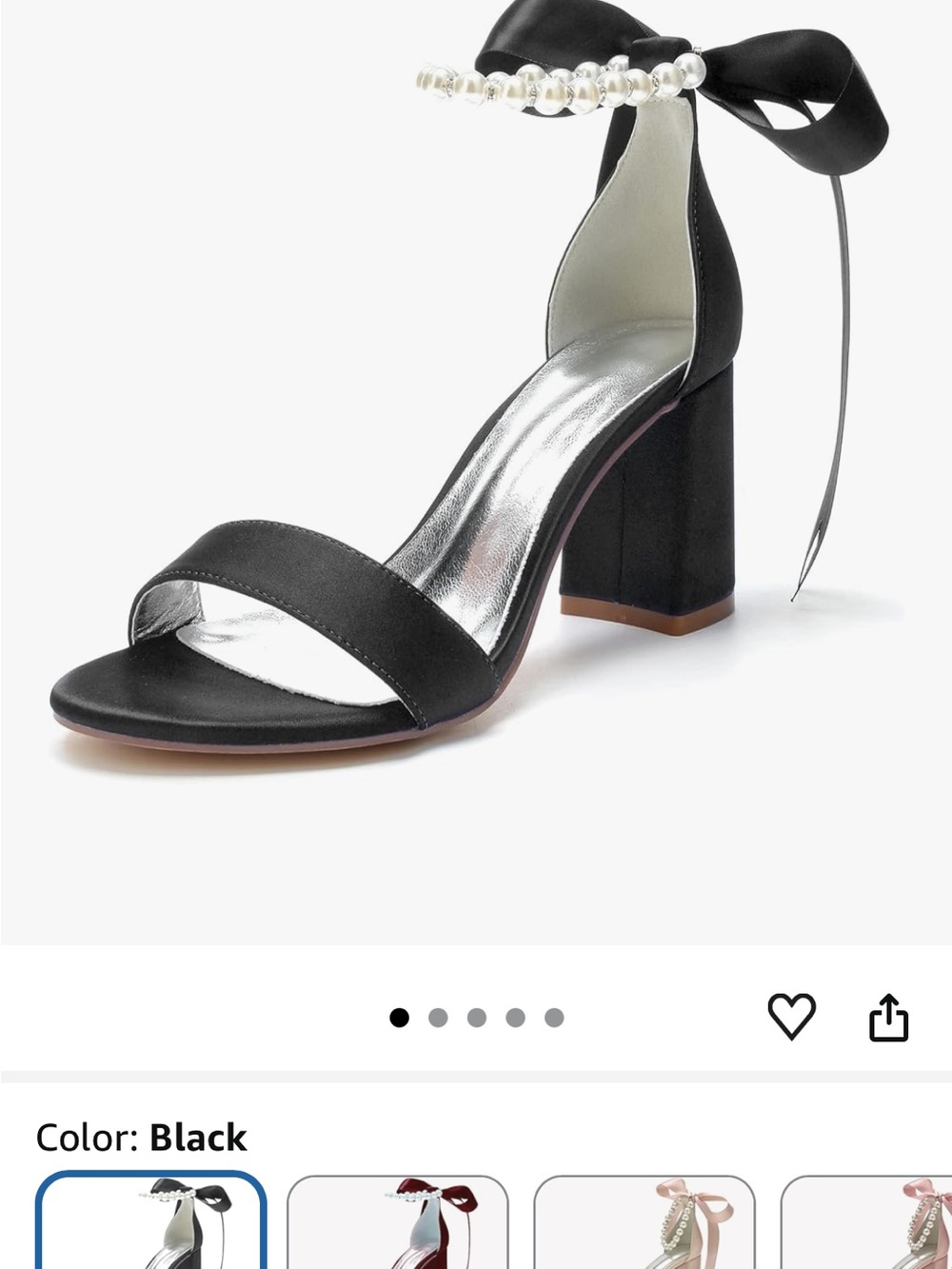 Black Pearl-Ankle Tie Block Heels